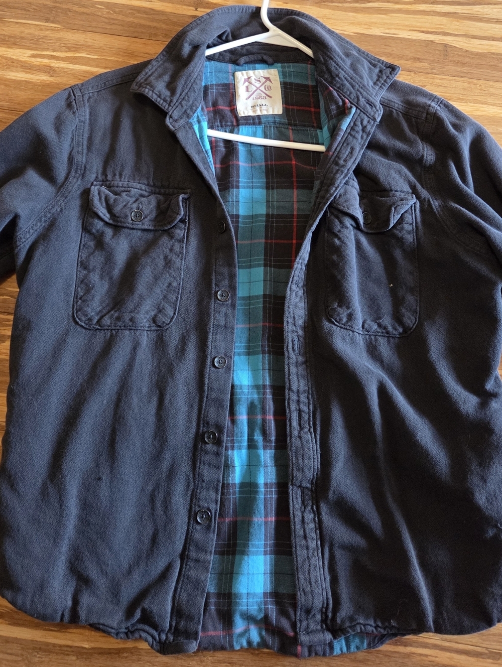 Levis Button-Up Shirt Jacket with Teal Plaid Lining